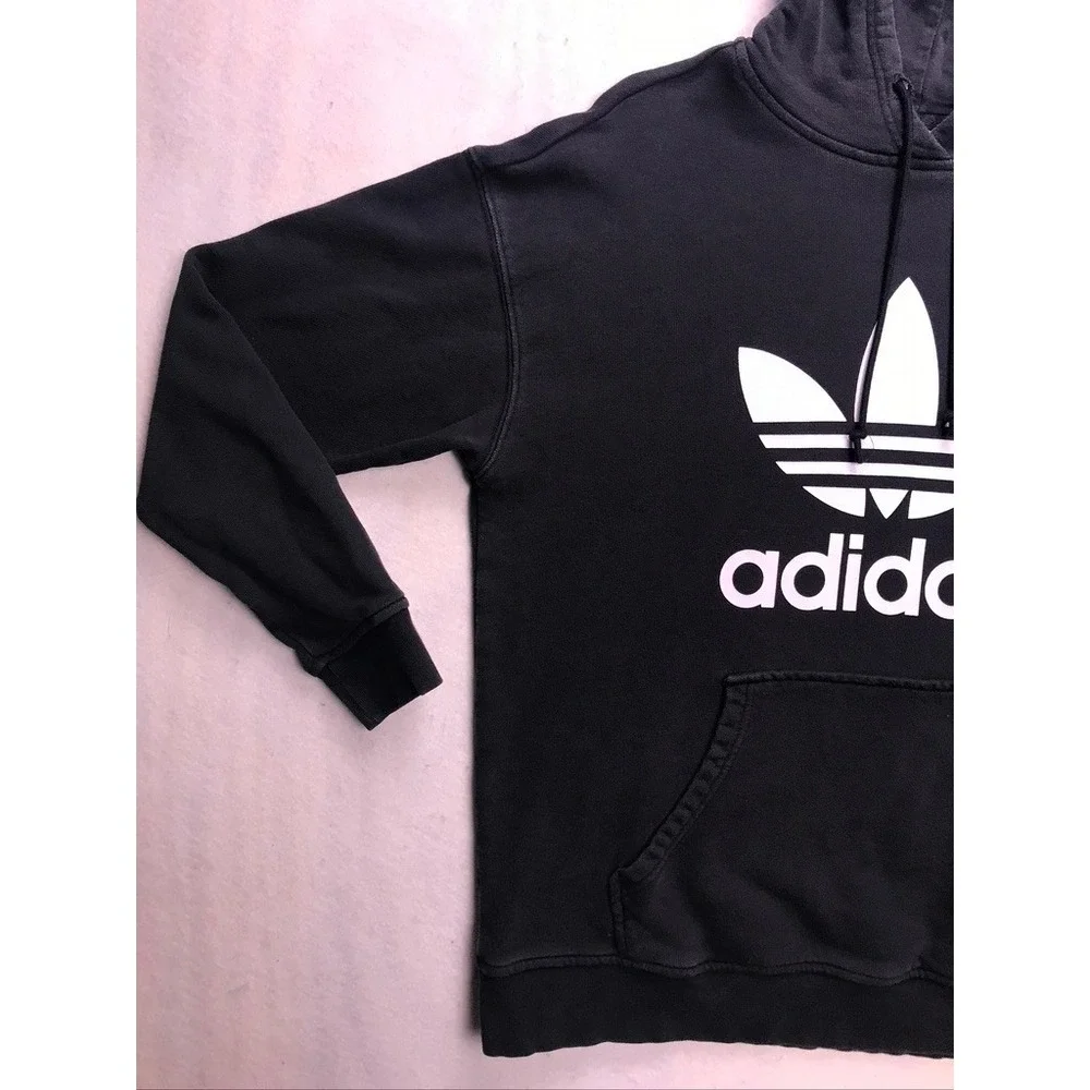 Adidas Origionals Trefoil‎ Hoodie Mens Medium Black Pullover Sweatshirt Logo